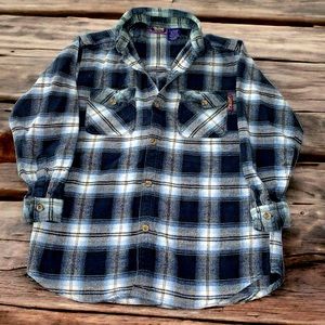 VTG ⭐️ PINE PEEK BLUES Boys long sleeve flannel- Large 14/16